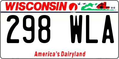 WI license plate 298WLA