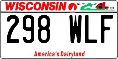 WI license plate 298WLF