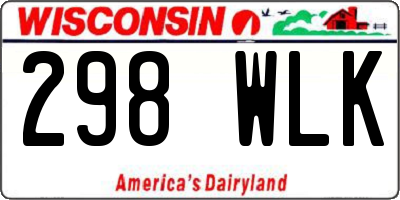 WI license plate 298WLK