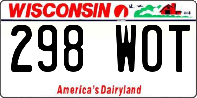 WI license plate 298WOT
