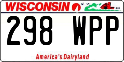 WI license plate 298WPP