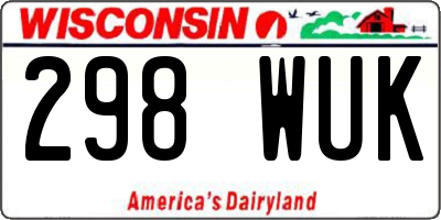 WI license plate 298WUK