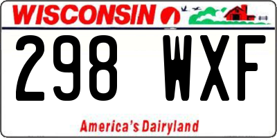 WI license plate 298WXF
