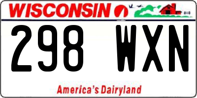 WI license plate 298WXN