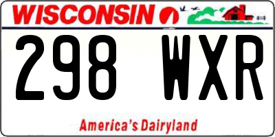 WI license plate 298WXR