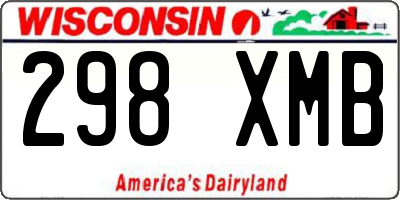 WI license plate 298XMB
