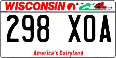 WI license plate 298XOA