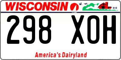 WI license plate 298XOH