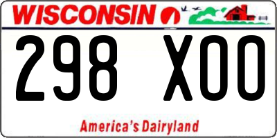 WI license plate 298XOO