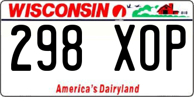 WI license plate 298XOP