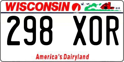WI license plate 298XOR