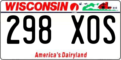 WI license plate 298XOS