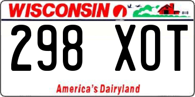 WI license plate 298XOT