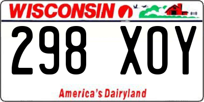 WI license plate 298XOY