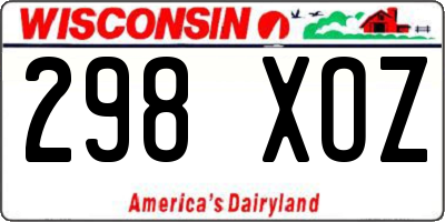 WI license plate 298XOZ