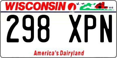 WI license plate 298XPN