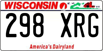 WI license plate 298XRG