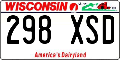WI license plate 298XSD