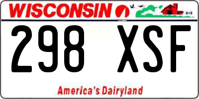 WI license plate 298XSF
