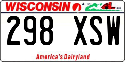 WI license plate 298XSW