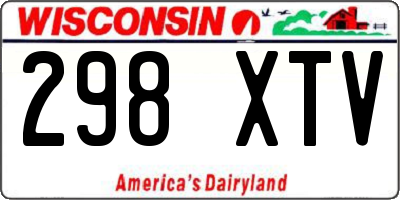WI license plate 298XTV