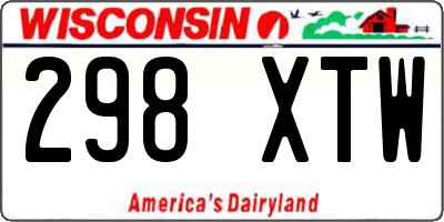 WI license plate 298XTW