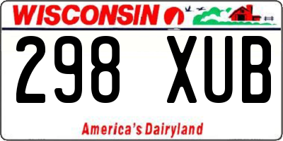WI license plate 298XUB