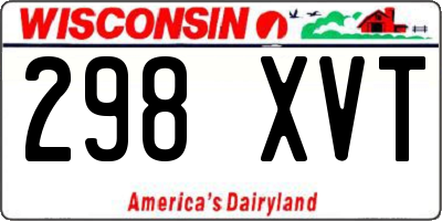 WI license plate 298XVT