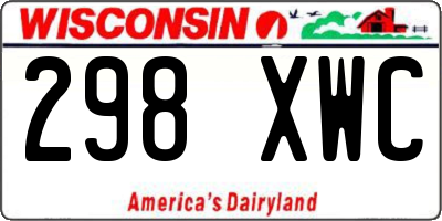 WI license plate 298XWC