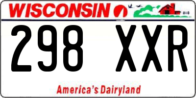 WI license plate 298XXR