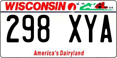 WI license plate 298XYA