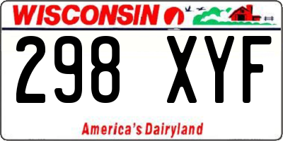 WI license plate 298XYF