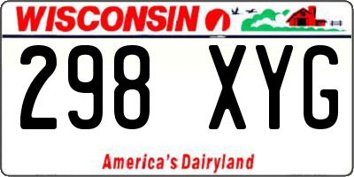 WI license plate 298XYG