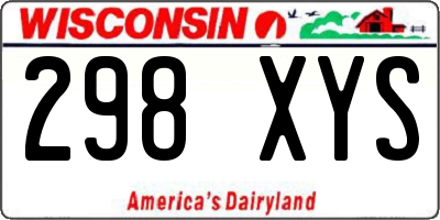 WI license plate 298XYS