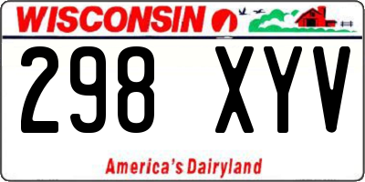 WI license plate 298XYV