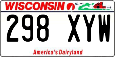 WI license plate 298XYW