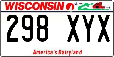WI license plate 298XYX