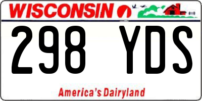 WI license plate 298YDS