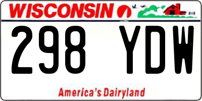 WI license plate 298YDW