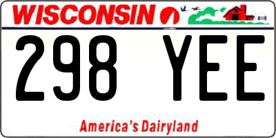 WI license plate 298YEE