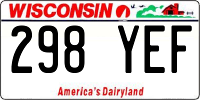WI license plate 298YEF