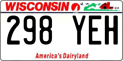 WI license plate 298YEH
