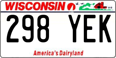 WI license plate 298YEK