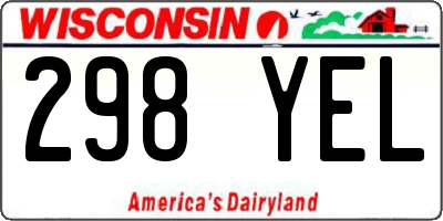 WI license plate 298YEL