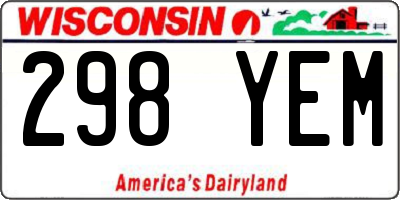 WI license plate 298YEM