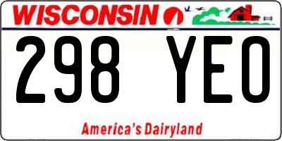 WI license plate 298YEO