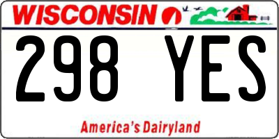 WI license plate 298YES