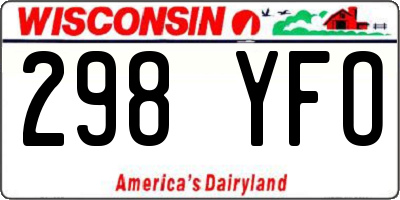 WI license plate 298YFO
