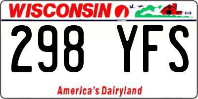 WI license plate 298YFS