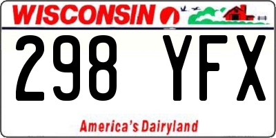 WI license plate 298YFX